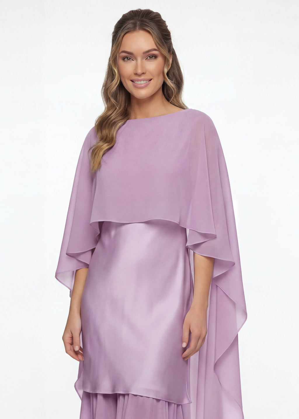 Cукня з поєднанням шовку та шифону та шифоновою накидкою