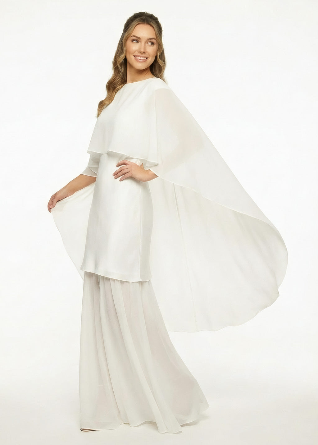 Cукня з поєднанням шовку та шифону та шифоновою накидкою