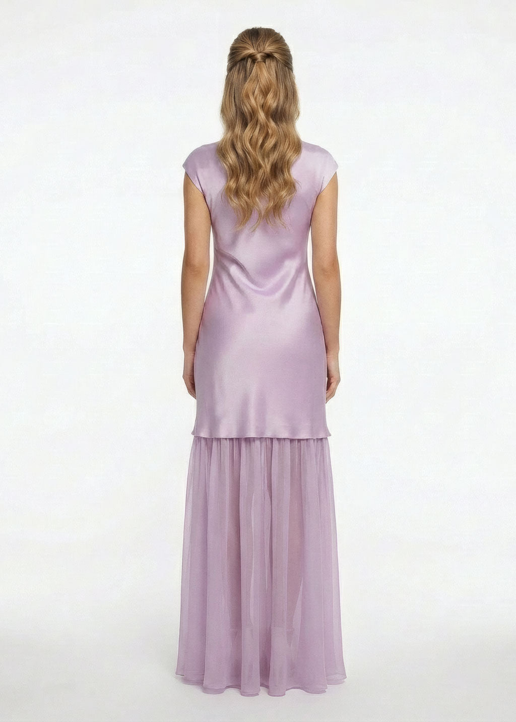 Cукня з поєднанням шовку та шифону та шифоновою накидкою