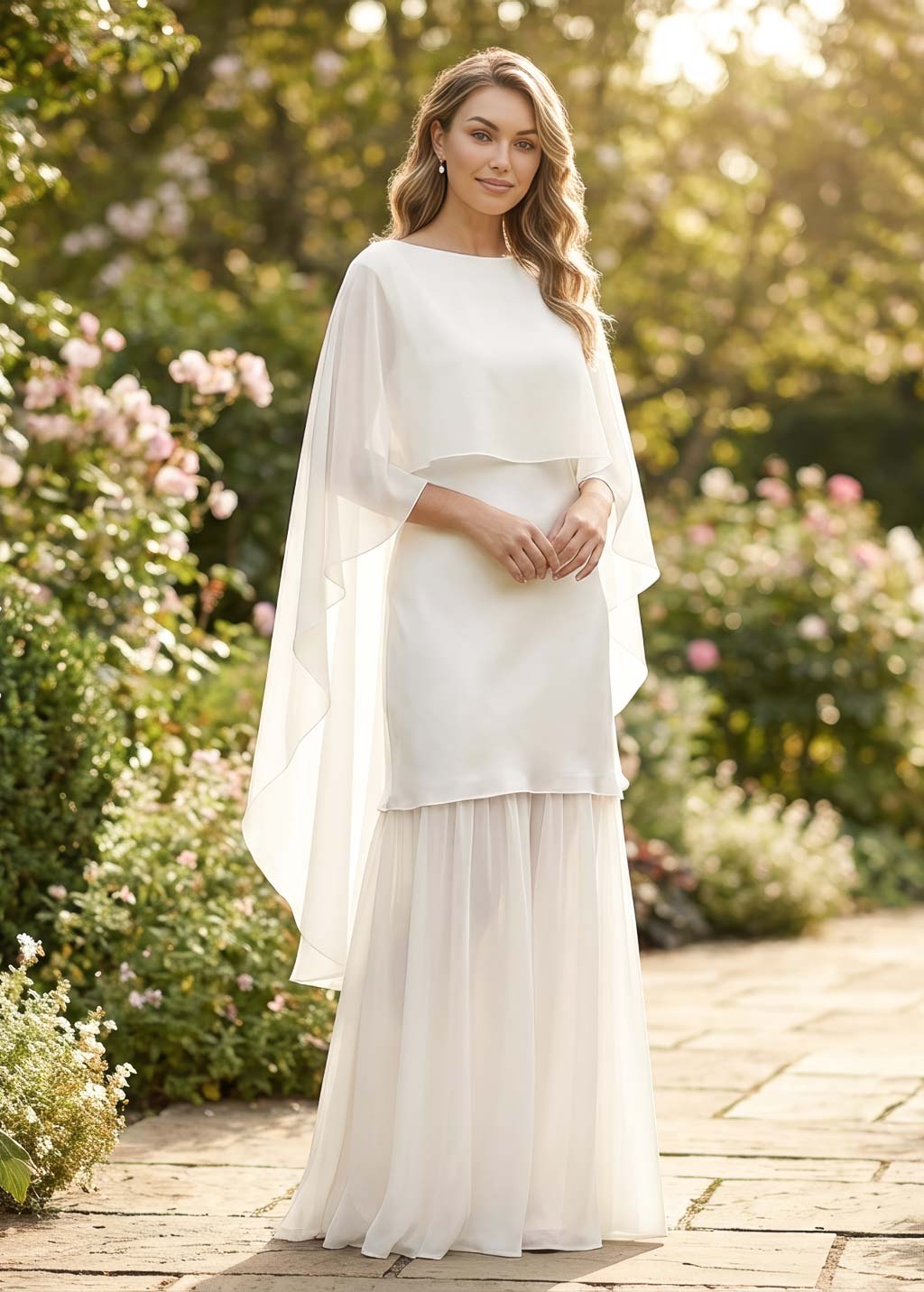 Cукня з поєднанням шовку та шифону та шифоновою накидкою