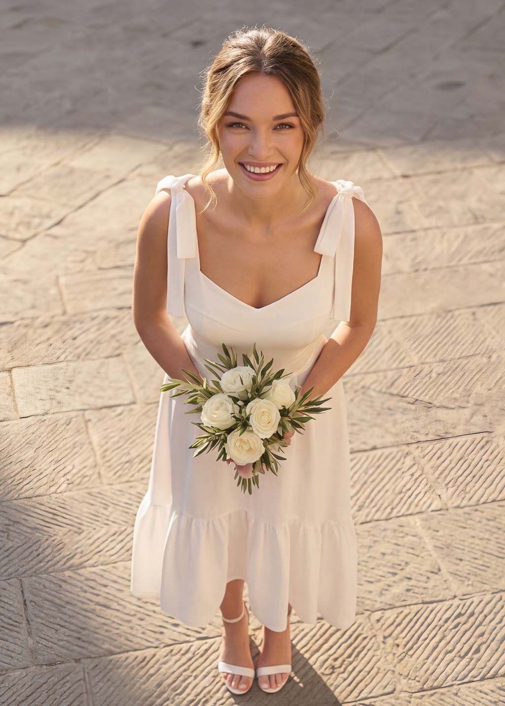 Романтична асиметрична сатинова сукня