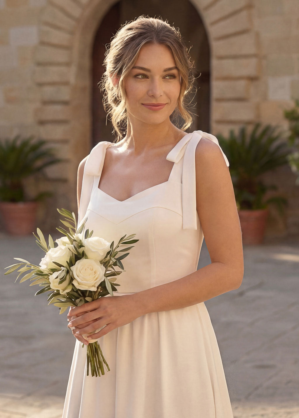 Романтична асиметрична сатинова сукня