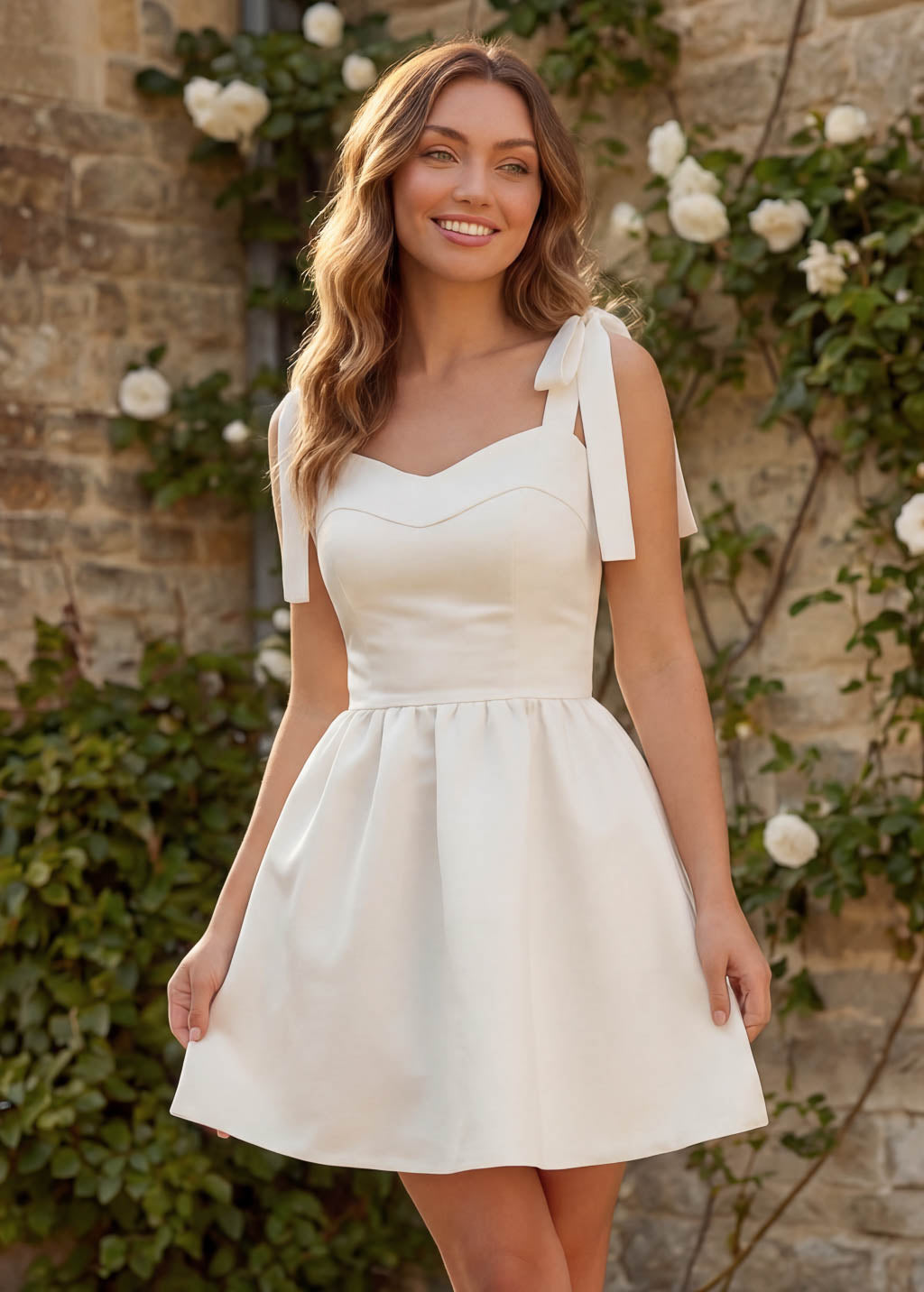 Романтична коротка сатинова сукня