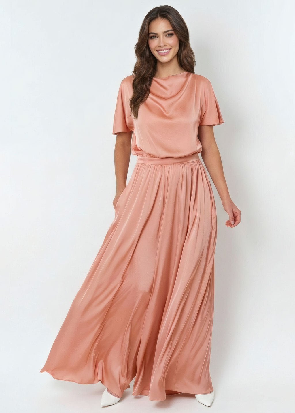 Шовковий комбінезон з кишенями в кольорі Peach Fuzz