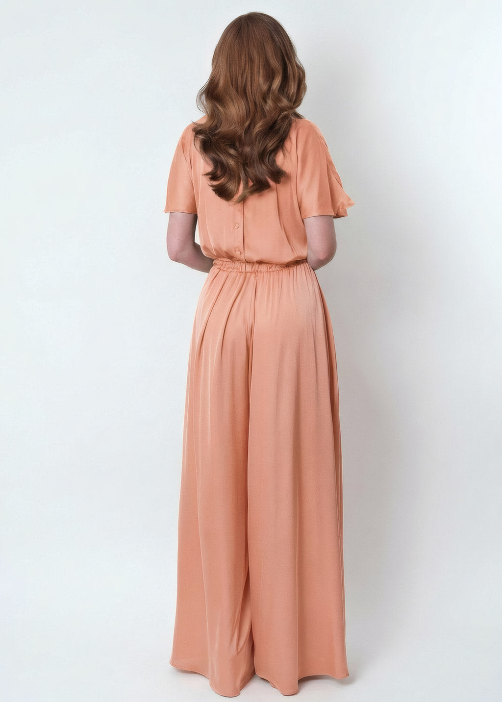 Шовковий комбінезон з кишенями в кольорі Peach Fuzz