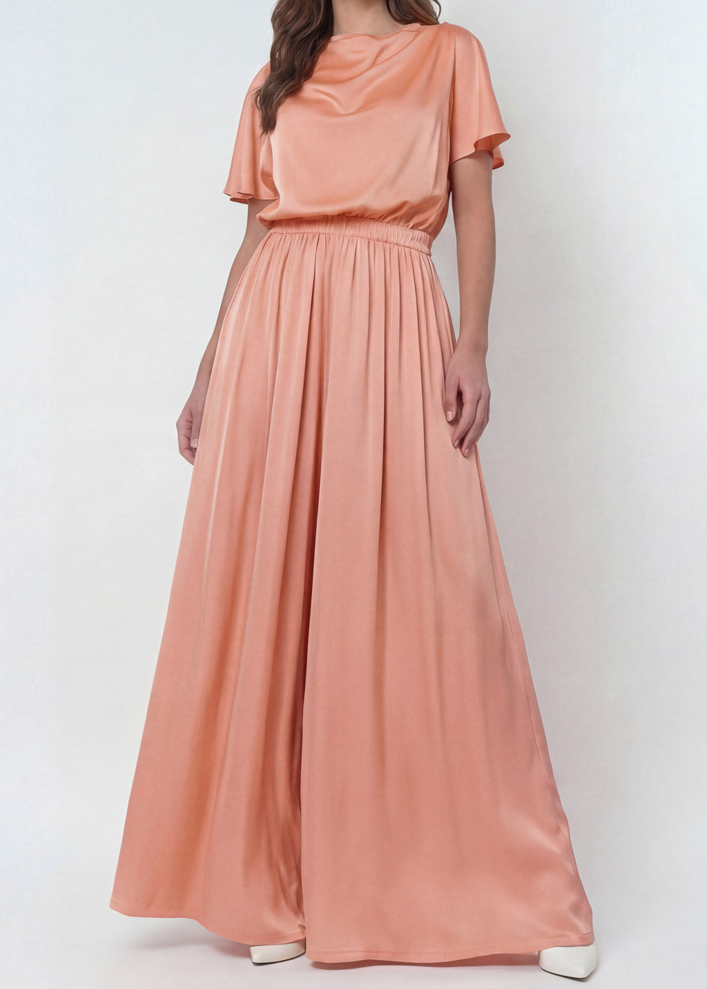 Шовковий комбінезон з кишенями в кольорі Peach Fuzz