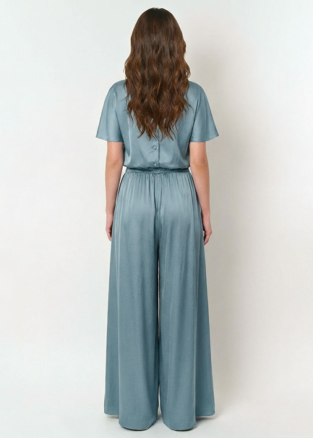 Шовковий комбінезон з кишенями в кольорі Dusty Blue