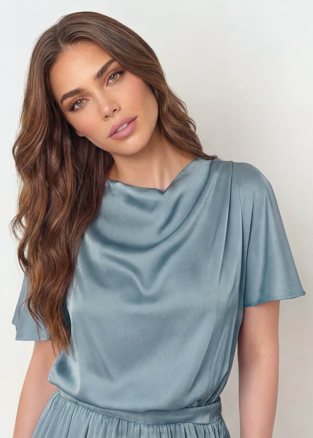 Шовковий комбінезон з кишенями в кольорі Dusty Blue