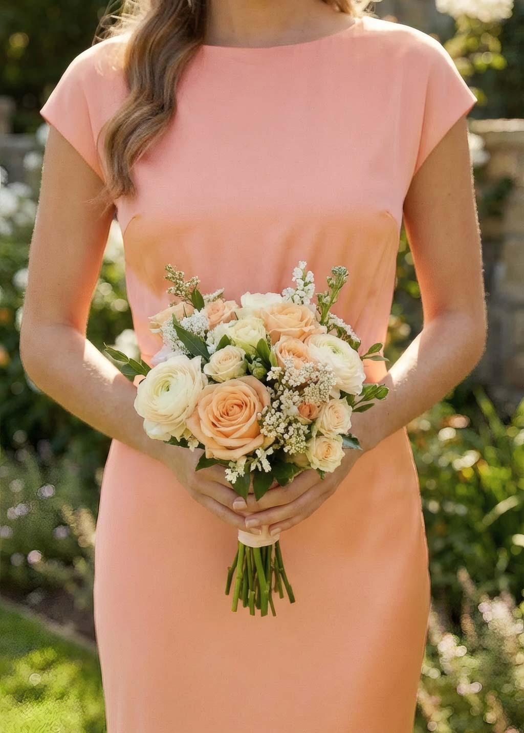 Шовкова витончена довга сукня в кольорі Peach Fuzz