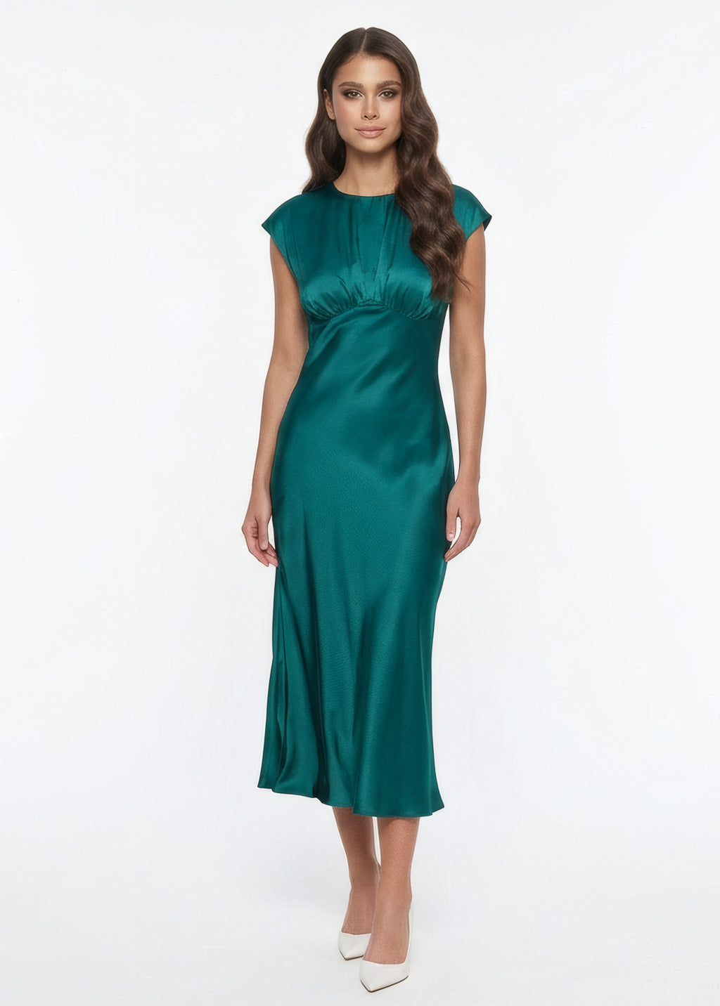 Шовкова міді сукня в кольорі Teal