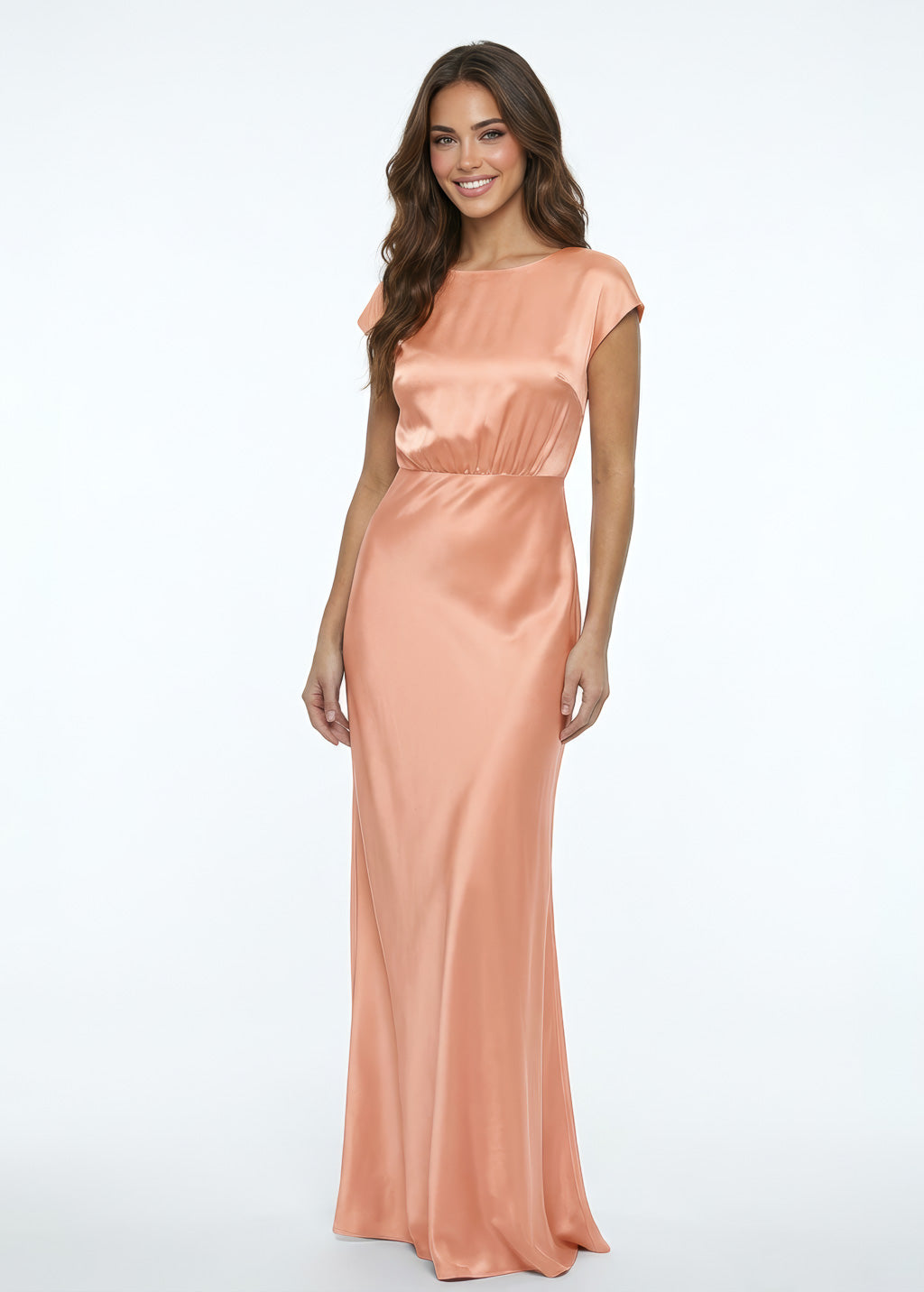 Шовкова витончена довга сукня в кольорі Peach Fuzz