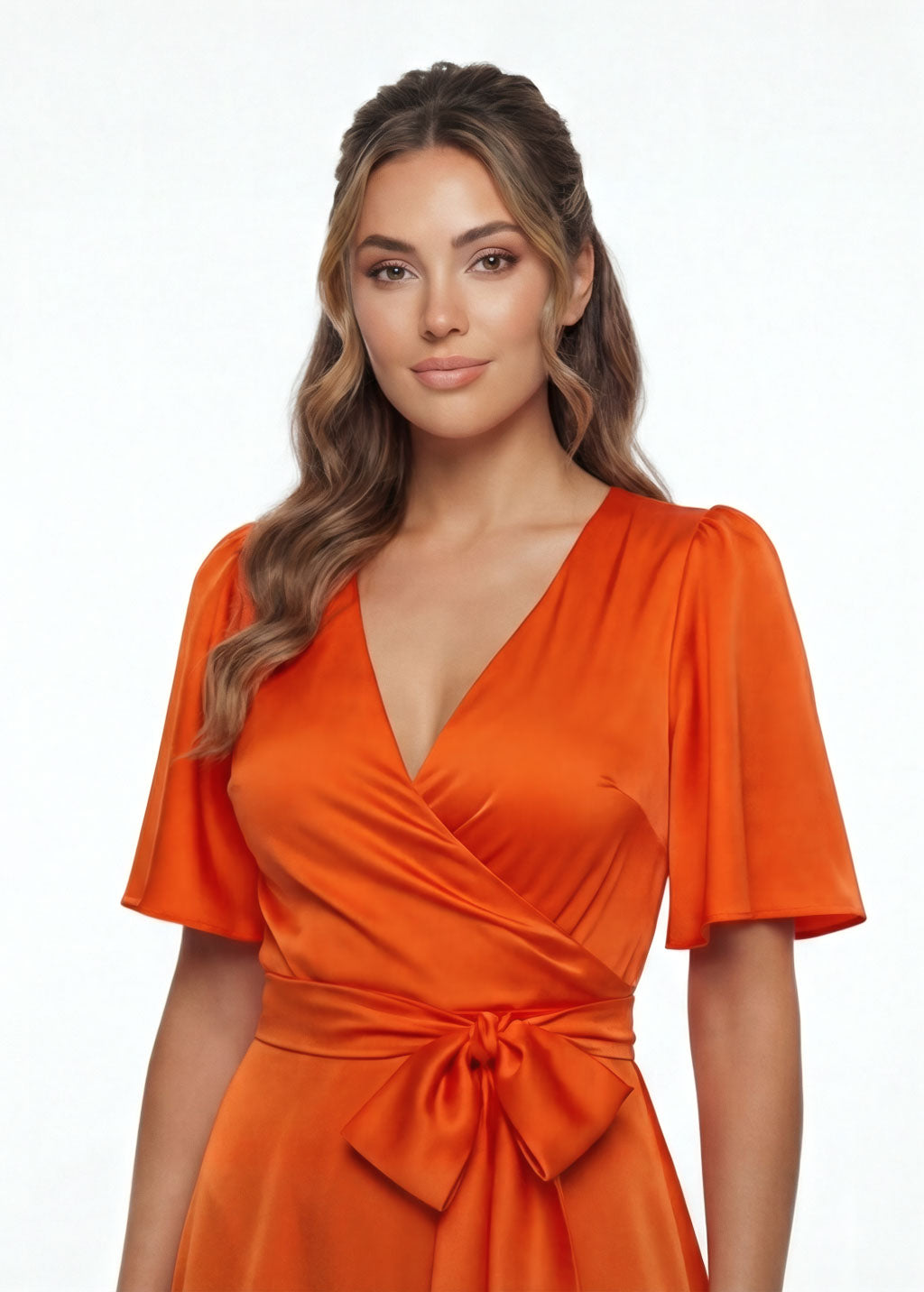 Романтична шовкова сукня на затин в кольорі Orange