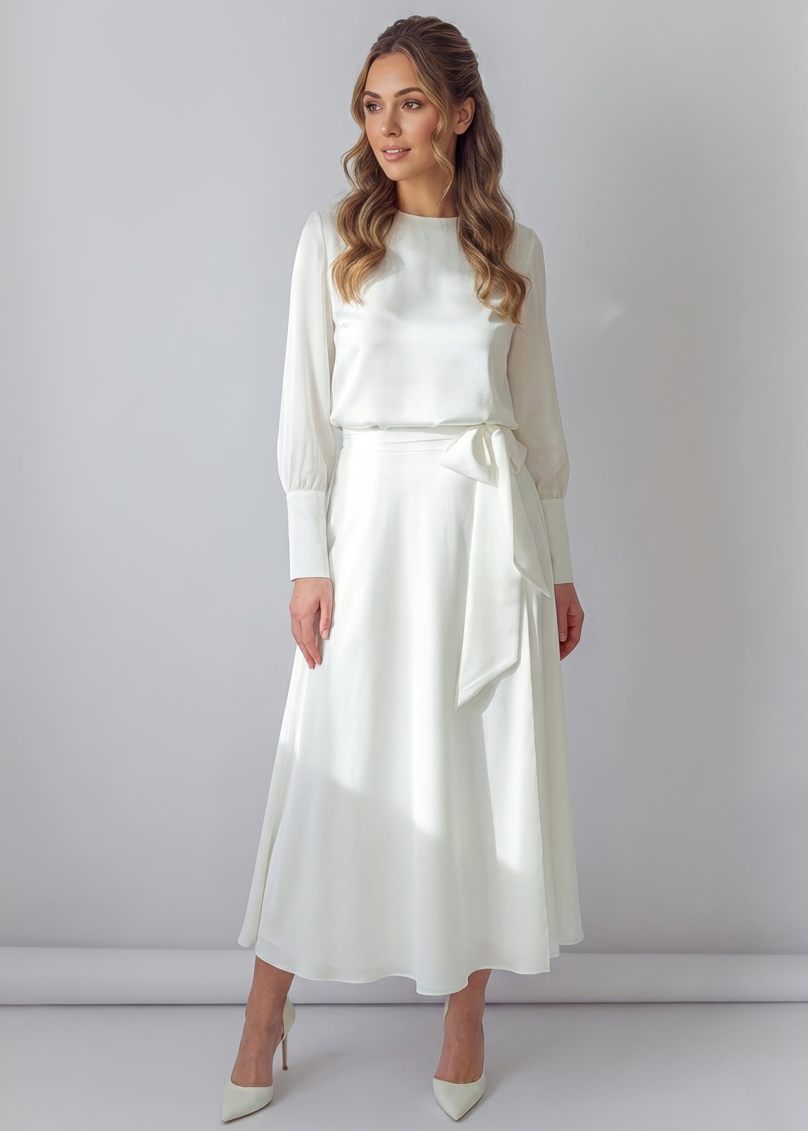 Витончений комплект зі спідниці та блузи в кольорі Ivory
