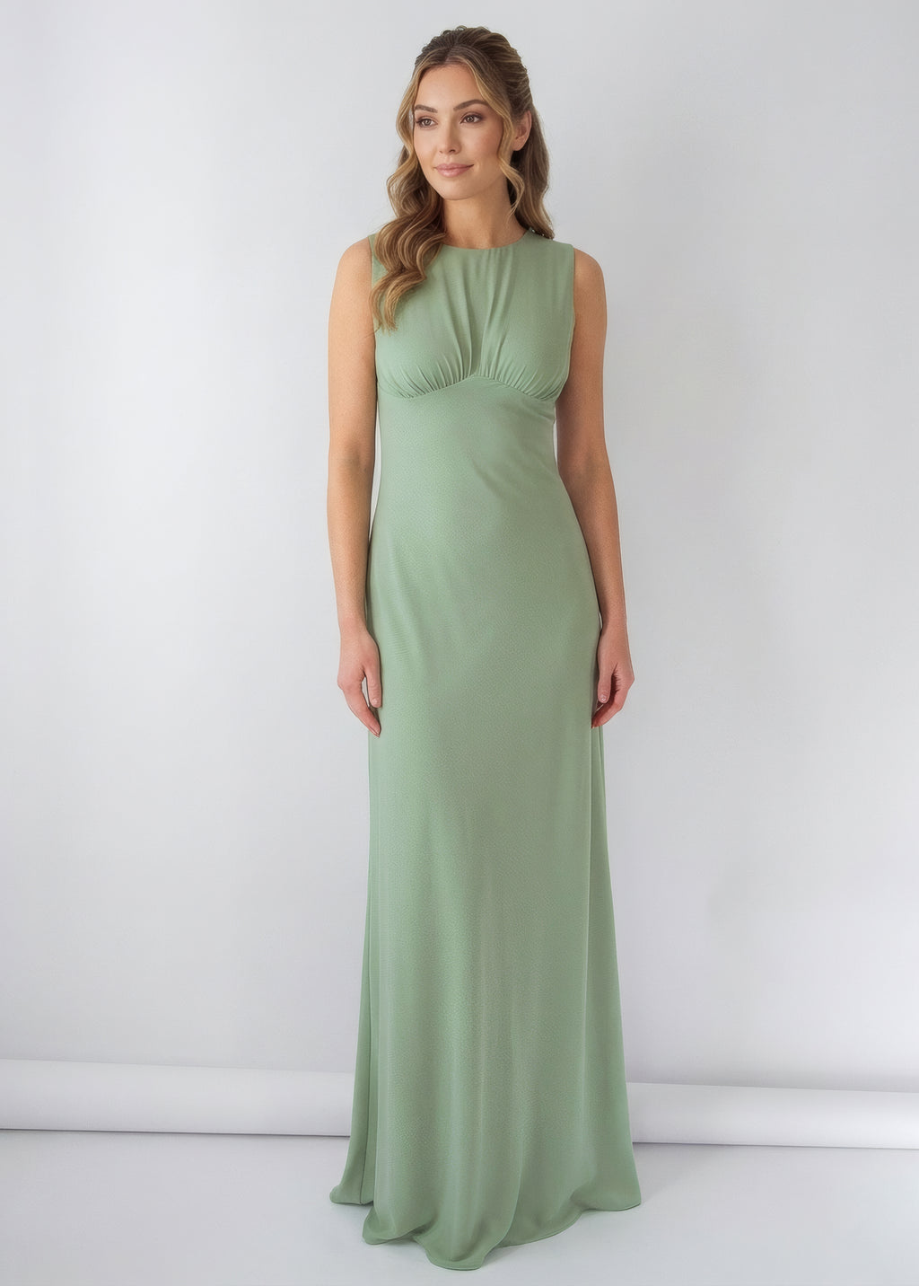 Довга шифонова сукня  в кольорі Sage Green