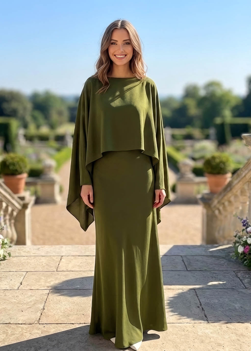 Романтична шифонова накидка в кольорі Olive Green