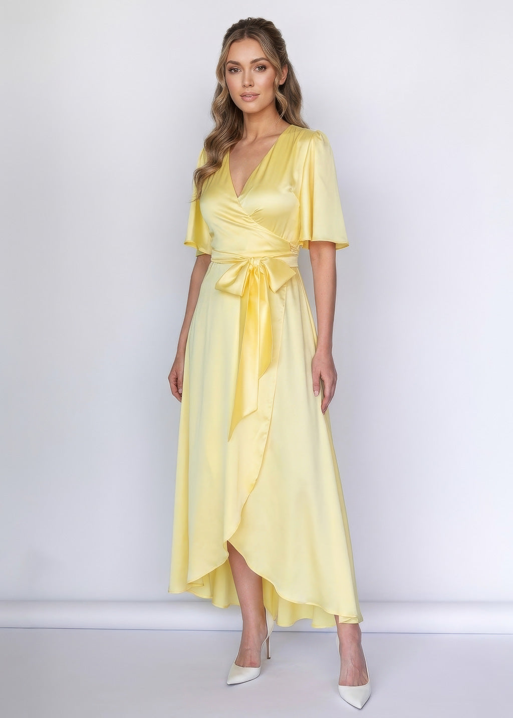 Романтична шовкова сукня на затин в кольорі Lemon Sorbet