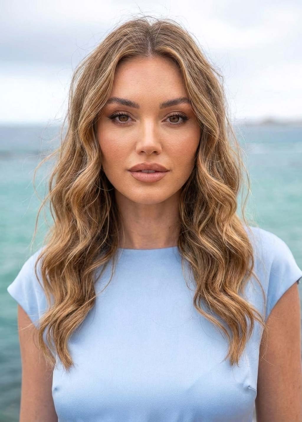 Шовкова витончена довга сукня з шарфом в кольорі Sky Blue