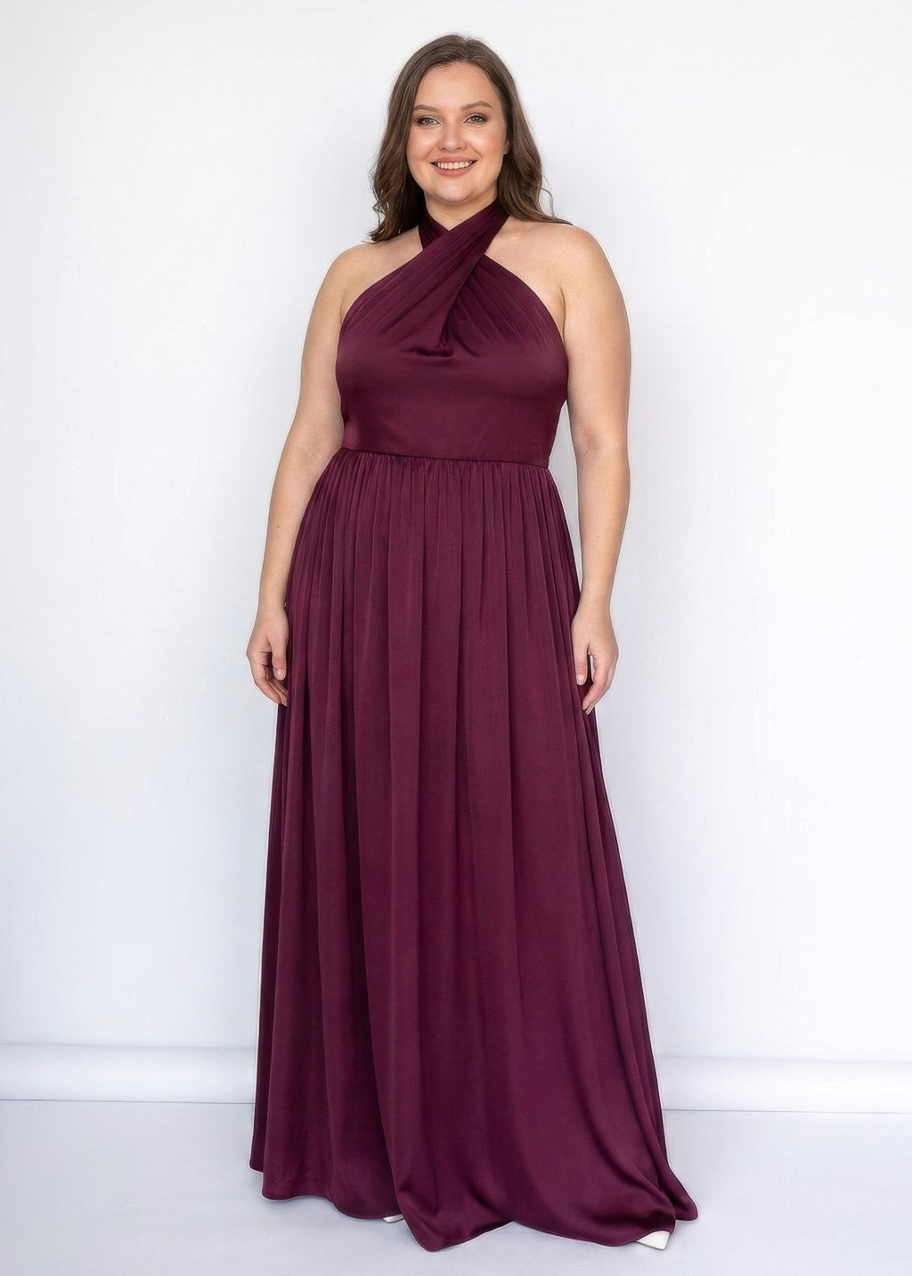 Шовкова святкова довга сукня в кольорі Dark Burgundy