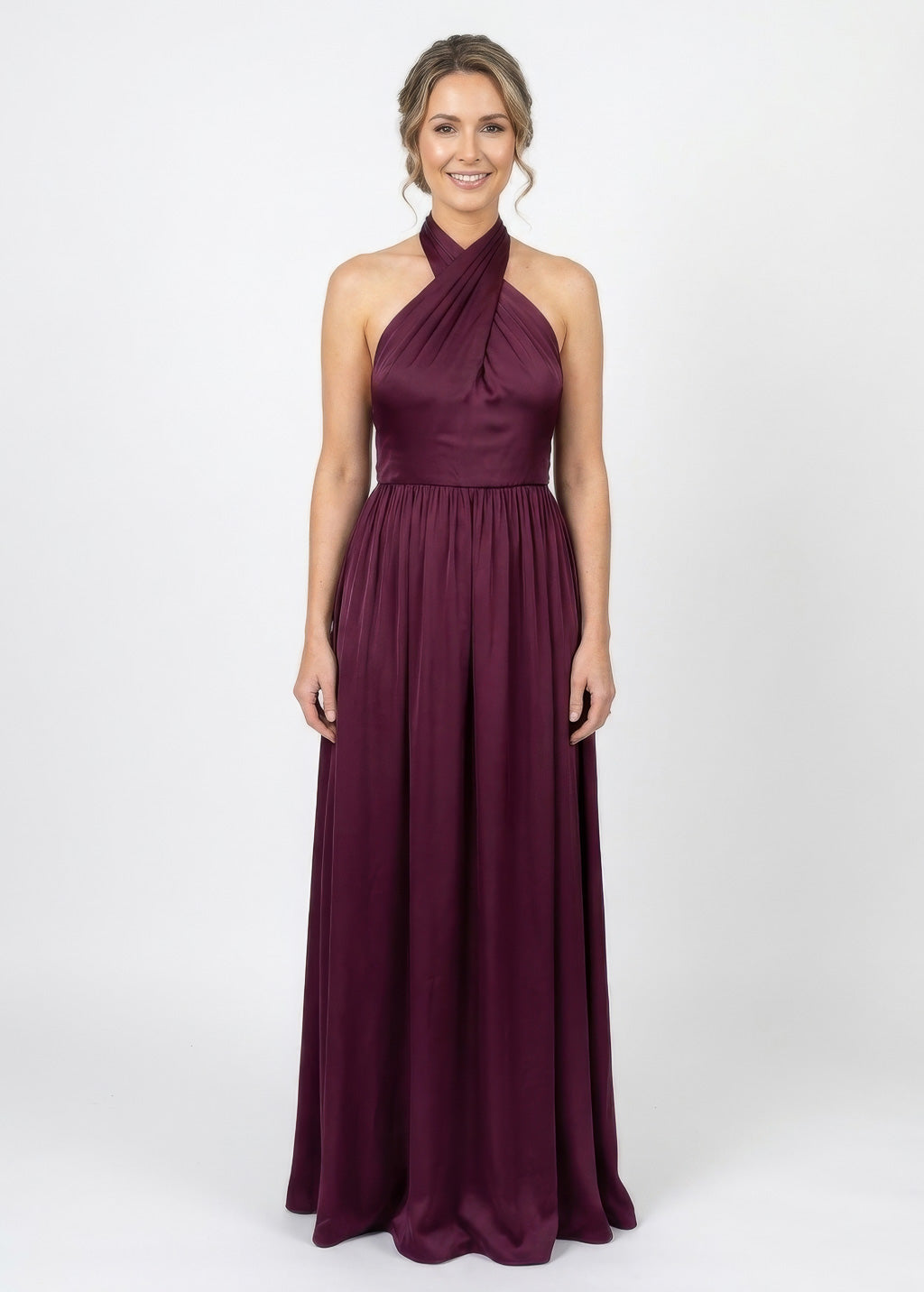 Шовкова святкова довга сукня в кольорі Dark Burgundy
