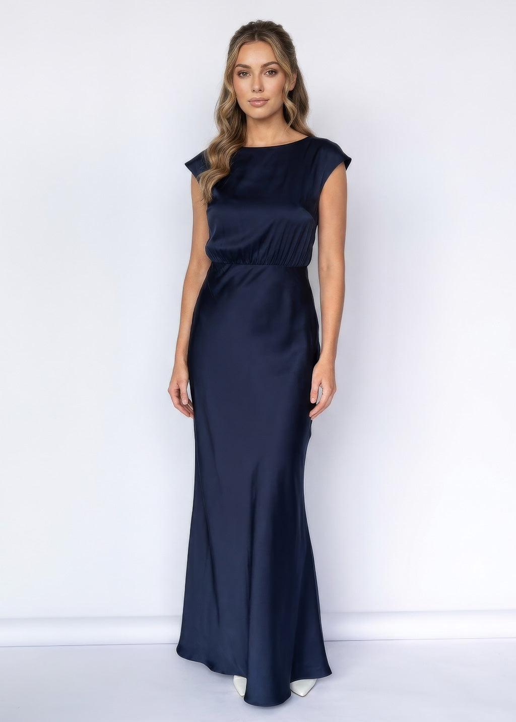 Шовкова витончена довга сукня в кольорі Navy Blue