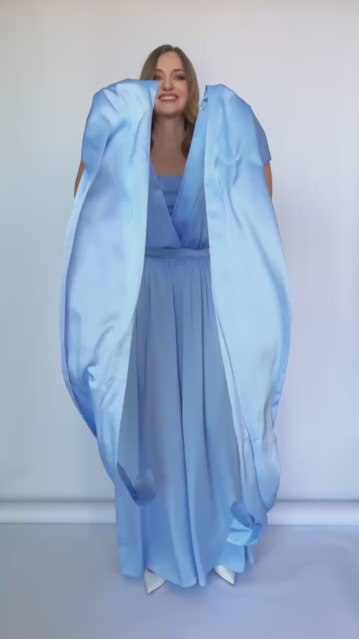 Шовковий комбінезон Infinity з кишенями в кольорі Sky Blue