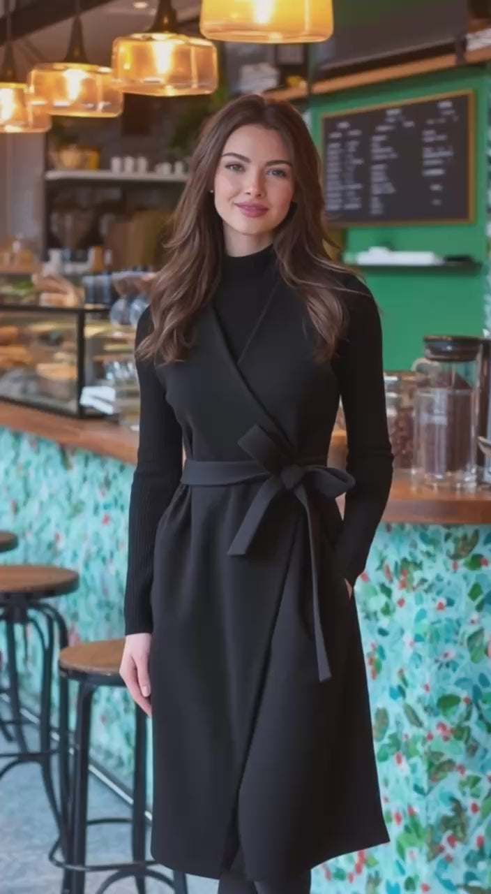 Тепла сукня з кишенями та запахом